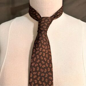 Oscar De La Renta Silk Mens Brown Tie Geometric Necktie Vintage Classic Cravat